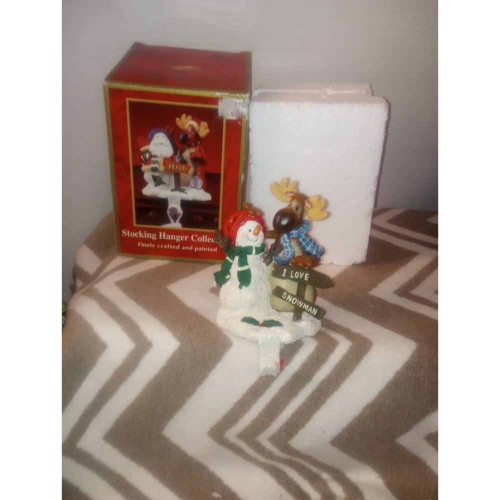Gerson International Stocking Hanger Collectable‎ Moose, Snowman Christmas Decor